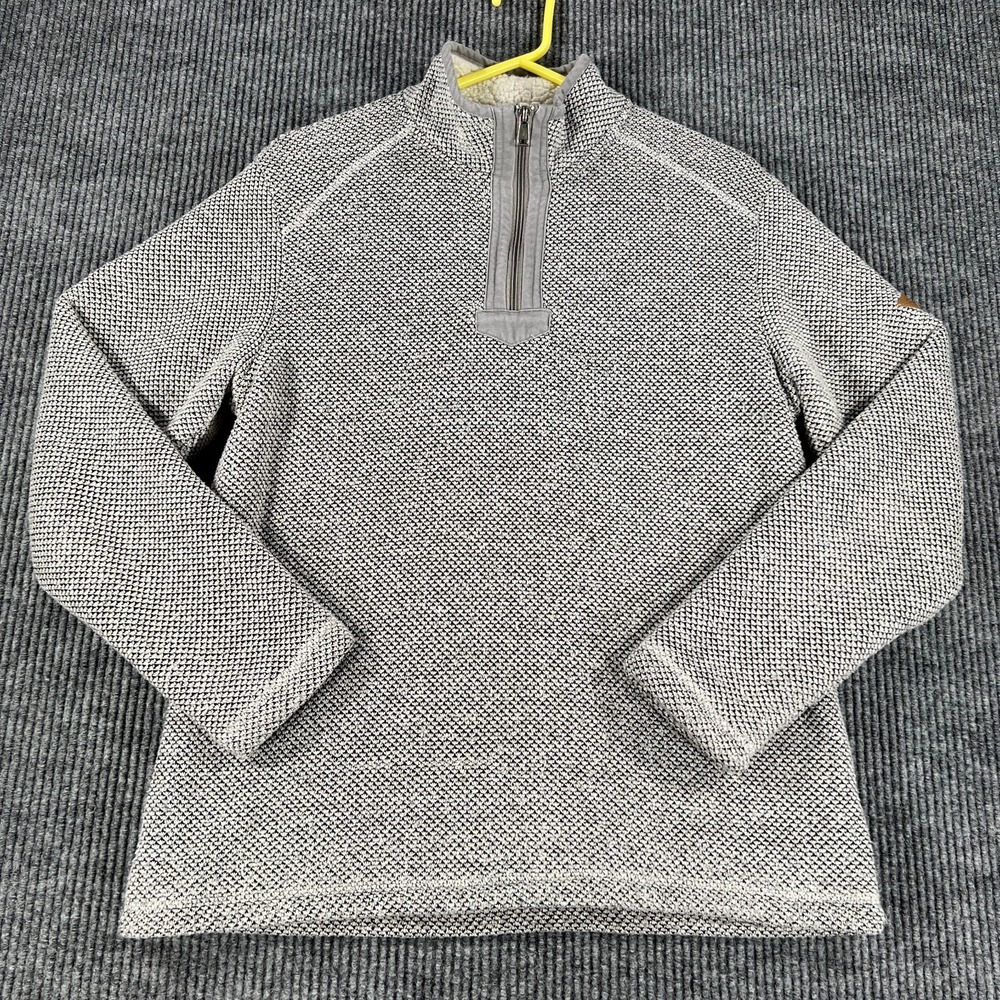 Orvis Sweater Mens Medium Gray Heavyweight Lined Long Sleeve 1/4 Zip Outdoor - Picture 2 of 15